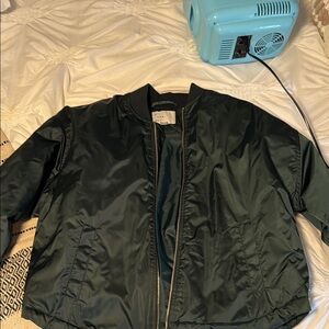 A New Day Green Bomber Jacket with Ribbed Collar and Insulated Design